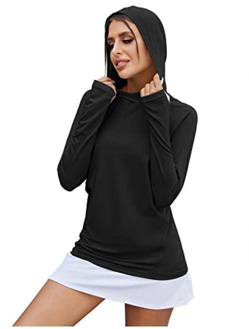 LUYAA Women's UPF 50+ Sun Protection Hoodie Breathable Stretch Hiking Shirts Long Sleeve for Running Outdoor Workout