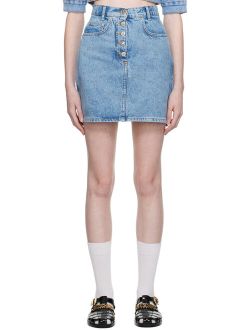 Jeans Blue Button-Fly Denim Miniskirt