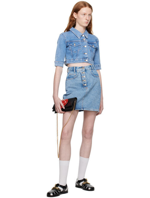 Moschino Jeans Blue Button-Fly Denim Miniskirt
