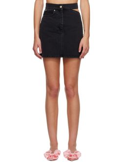 Black Cutout Denim Miniskirt