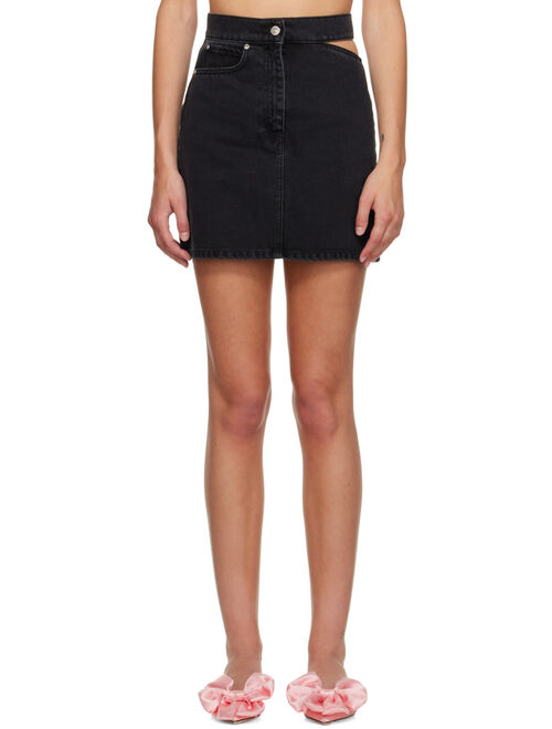 MSGM Black Cutout Denim Miniskirt
