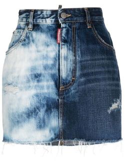faded-effect denim skirt