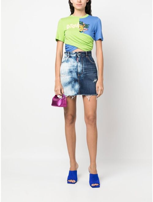 Dsquared2 faded-effect denim skirt