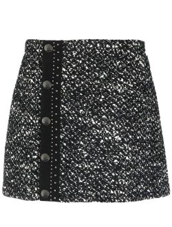 tweed buttoned mini-skirt