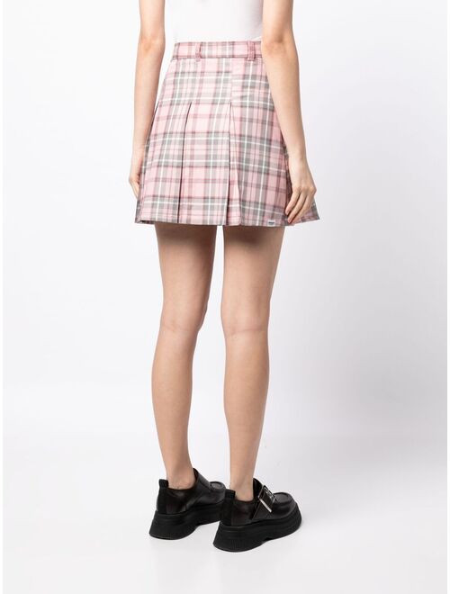 CHOCOOLATE pleated check-pattern mini skirt