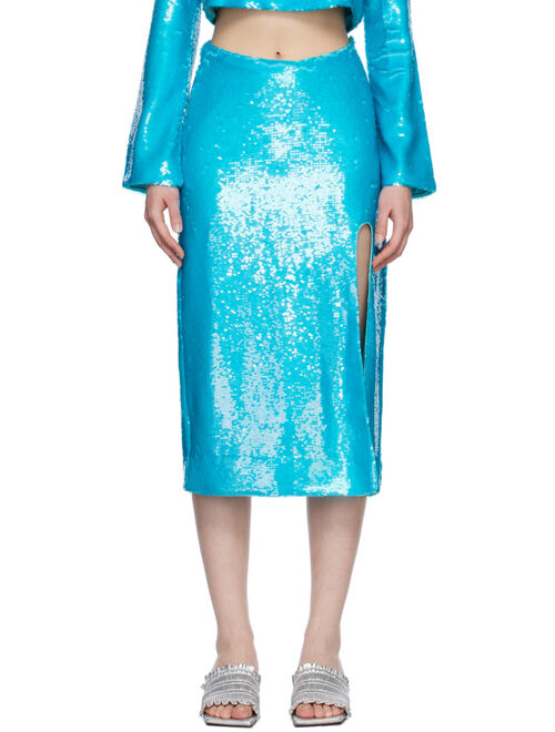GANNI Blue Sequins Midi Skirt