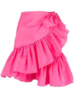 wrap-style ruffle mini skirt