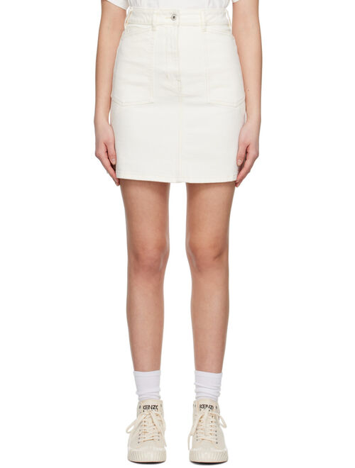 White Kenzo Paris Patch Denim Miniskirt