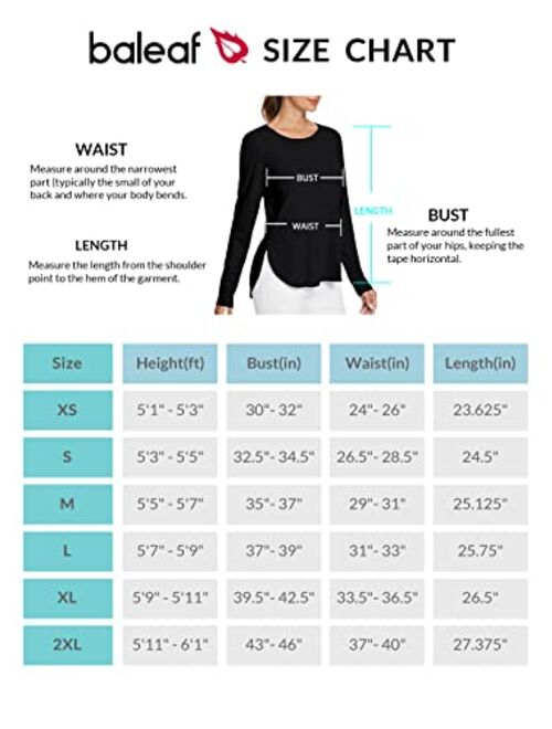 BALEAF Women's Sun Shirts UPF 50+ Long Sleeve Hiking Tops Lightweight Quick Dry UV Protection Outdoor Clothing