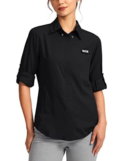 Viodia Womens Sun Protection Fishing Shirt with Zipper Pockets Lightweight SPF Long Sleeve Shirts for Hiking Safari