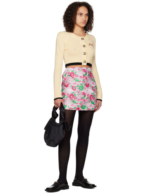 GANNI Silver & Pink Floral Miniskirt
