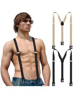 Janmercy 2 Pcs Hidden Suspenders for Men Hiking Suspenders Undergarment Suspenders for Untucked Men Winter Outdoor Hiking Ski Pant