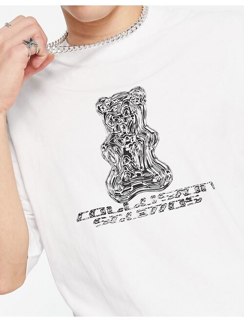 COLLUSION short sleeve t-shirt with gummy bear graphic in white