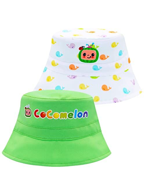 Accessory Supply Cocomelon Bucket Hat, Reversible Sun Hat for Toddler Boys & Girls, Multicolored Summer Baby Hat Featuring Cocomelon
