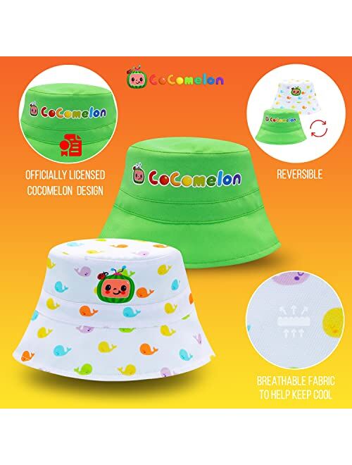 Accessory Supply Cocomelon Bucket Hat, Reversible Sun Hat for Toddler Boys & Girls, Multicolored Summer Baby Hat Featuring Cocomelon