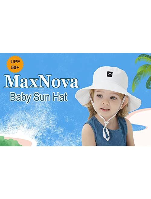 MaxNova Baby Sun Hat Smile Face UPF 50+ Toddler Bucket Hat for Boys Girls 0-7 Years