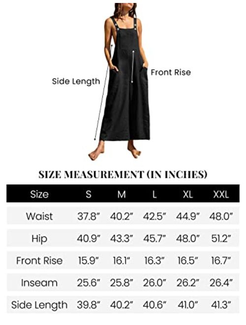 UANEO Womens Summer Sleeveless Jumpsuit Loose Fit Bib Cotton Overalls Casual Baggy Rompers