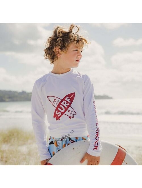 SNAPPER ROCK Toddler|Child Boys Surf White LS Rash Top