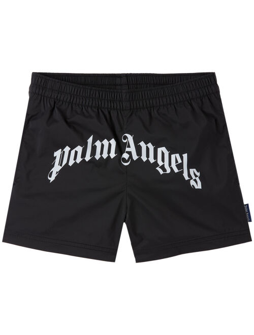 Palm Angels Kids Black Printed Swim Shorts