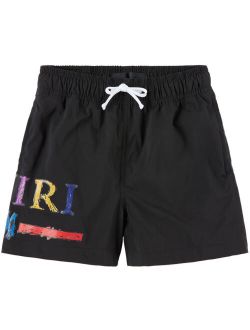 Kids Black Rainbow MA Bar Swim Shorts