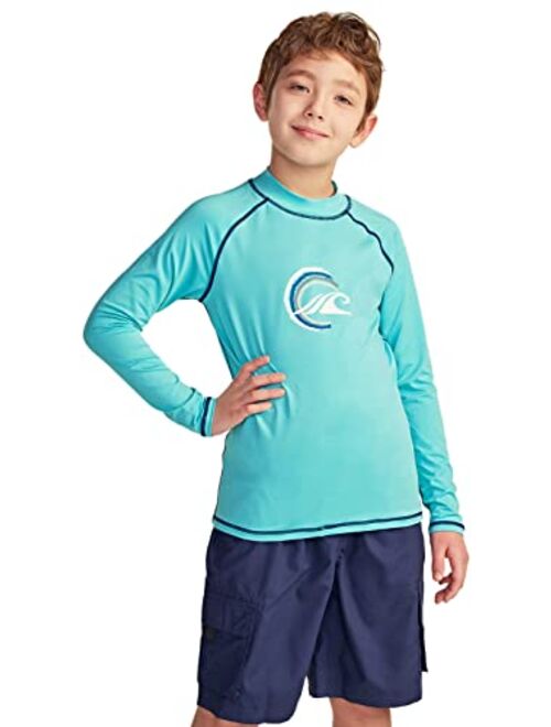 TSLA Boys UPF 50+ Rash Guard Long Sleeve, UV Sun Proctection Water Swim Shirts, Surf Swimwear Swimsuit Top