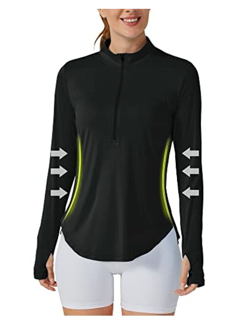 G4Free Womens UPF 50+ Sun Protection Hiking Shirts Quick Dry Long Sleeve Workout Golf Tops Lightweight Running Pullover