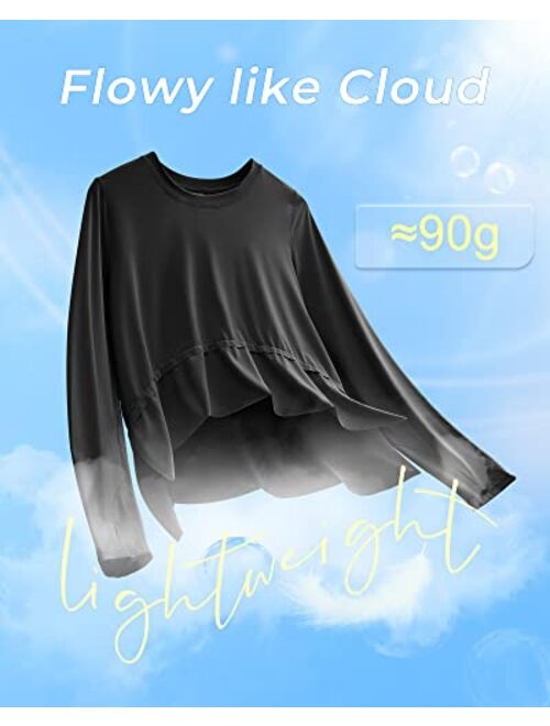 G4Free Women's UPF 50+ Sun Shirts Lightweight Long Sleeve Workout T-Shirts UV Protection Quick Dry Crop Tops