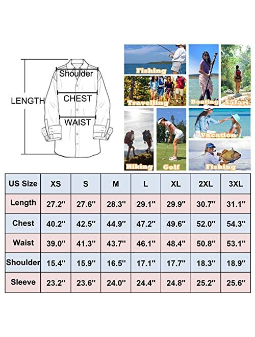 Toumett Women's UPF 50 Long Sleeve UV Sun Protection Safari Shirts Outdoor Quick Dry Fishing Hiking Travel Shirts