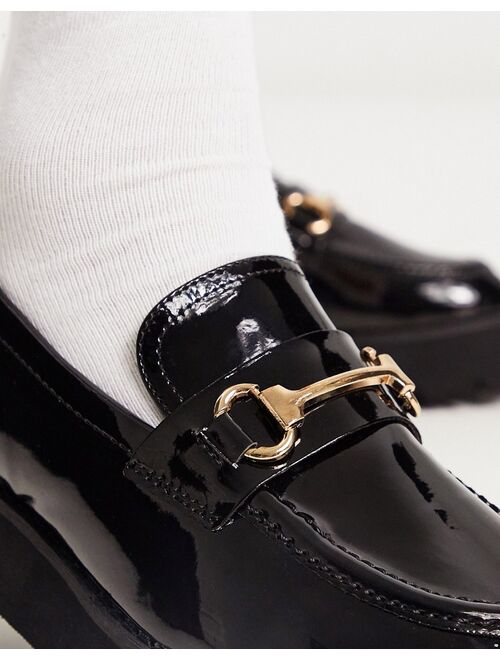 RAID Wide Fit Monster chunky loafers in black patent