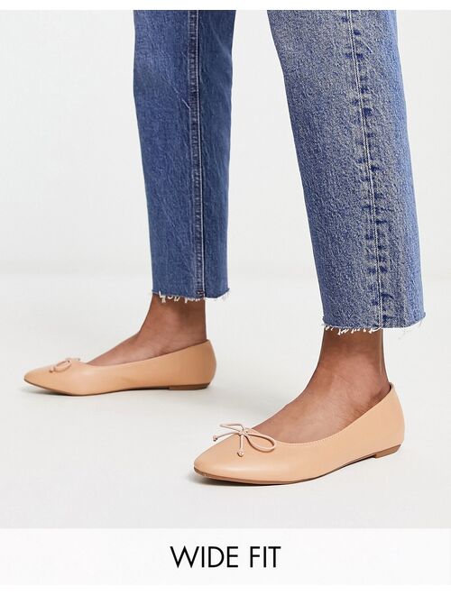 Truffle Collection Wide Fit round toe ballet flats in beige