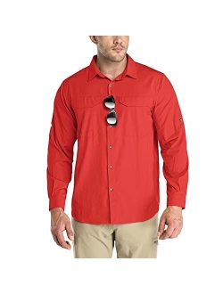 Outdoor Ventures Men's UPF 50+ UV Sun Protection SPF Hiking Shirt Long Sleeve Lightweight Quick Dry for Safari Travel Fishing