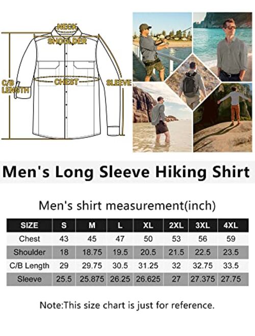 Outdoor Ventures Men's UPF 50+ UV Sun Protection SPF Hiking Shirt Long Sleeve Lightweight Quick Dry for Safari Travel Fishing