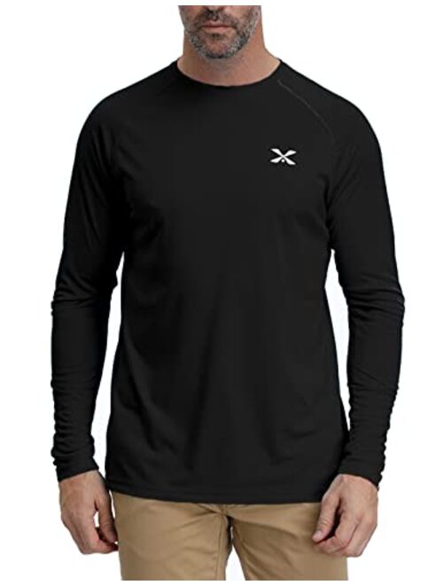 Corna Men's Long Sleeve Crew Neck T-Shirt Moisture Wicking Performance Athletic Shirts UPF 50+