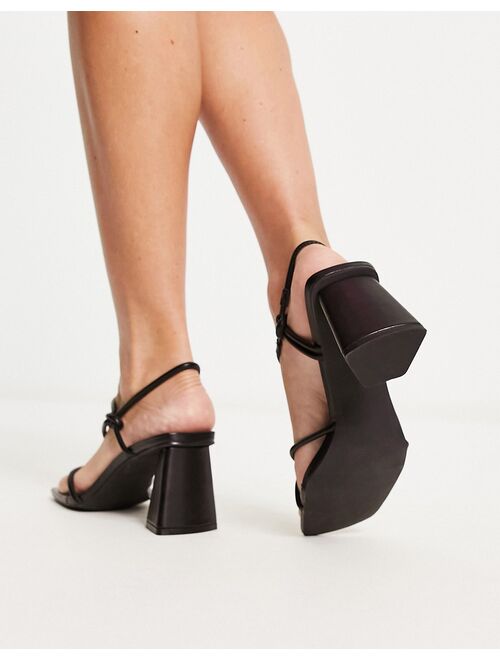 Glamorous Wide Fit mid heel knot sandals in black