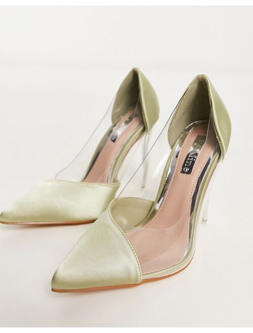 Be Mine Wide Fit Enora heeled shoes in olive satin