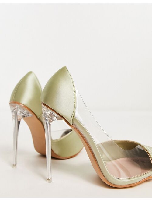 Be Mine Wide Fit Enora heeled shoes in olive satin