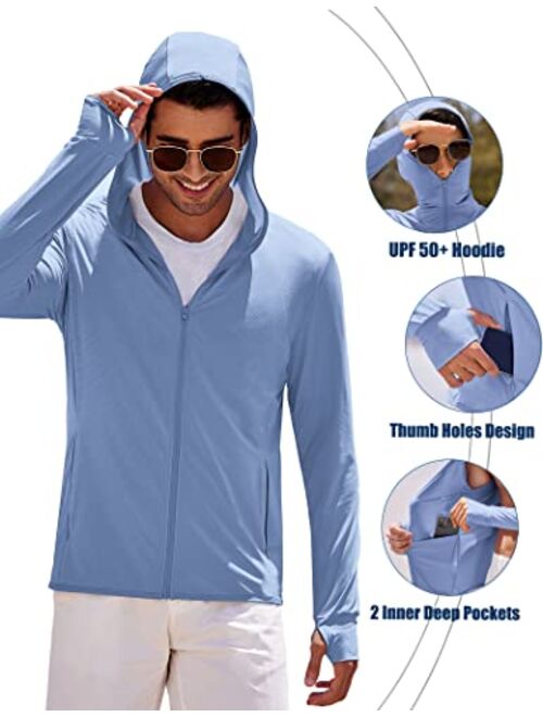 COOFANDY Men's Full Zip UPF 50+ Light Jacket hooded sun Protection Cooling Long Sleeve Shirts with Pockets