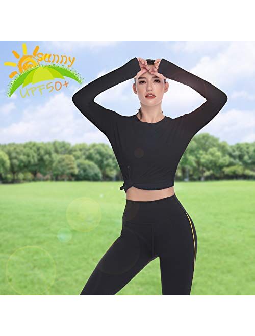 HISKYWIN Women's UPF 50+ Sun Protection Long Sleeve Shirts Outdoor Hiking Fishing Tops