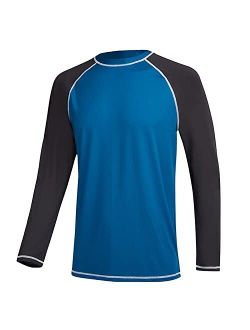 Satankud Men's Long Sleeve Swim Shirts Rashguard UPF 50+ UV Sun Protection Shirt Athletic Workout Running Hiking T-Shirt Swimwear