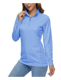 Women's Shirts Long Sleeve 1/4 Zip UPF50  UV Sun Protection Quick Dry Workout Hiking Athletic Shirts Rash Guard