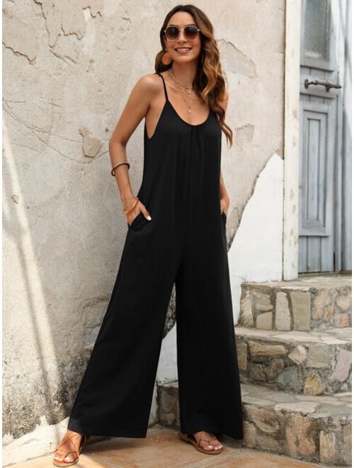 EMERY ROSE Solid Wide Leg Cami Jumpsuit