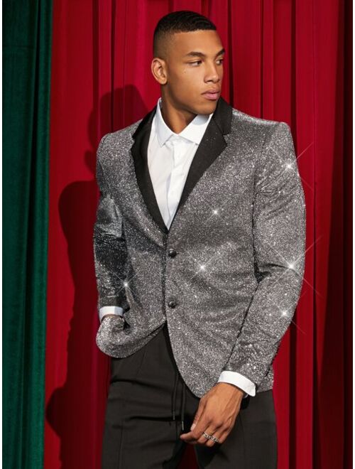 SHEIN Manfinity AFTRDRK Men 1pc Contrast Collar Glitter Blazer
