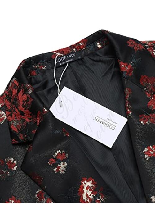 COOFANDY Mens Floral Tuxedo Jackets One Button Stylish Dinner Wedding Party Dress Suit Blazers Jacket