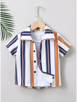 Toddler Boys Vertical Striped Button Up Shirt