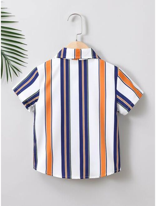 Shein Toddler Boys Vertical Striped Button Up Shirt
