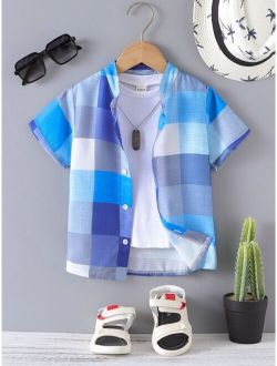 Toddler Boys Plaid Print Button Front Shirt Without Tee