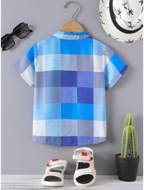 Shein Toddler Boys Plaid Print Button Front Shirt Without Tee