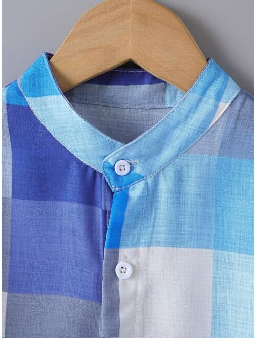 Shein Toddler Boys Plaid Print Button Front Shirt Without Tee