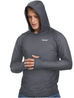 TELALEO 3 or 2 Pack Men's UPF 50+ Sun Protection Lightweight Hoodie Long Sleeve SPF UV Shirt For Fishing Hiking