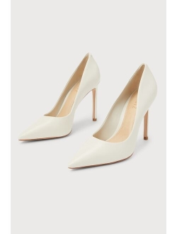 Schutz S-Lou Pearl White Blue Leather Pointed-Toe Pumps